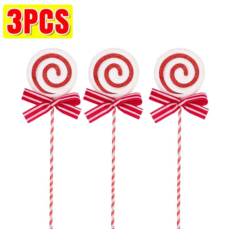 Christmas Lollipop Ornaments Plastic Glittery Candy Cane Xmas Tree Hanging Pendants Home Party Festival New Year Decors Gifts