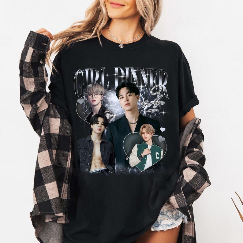 Jimin Park Vintage T-shirt, Girl Dinner Fans Homage Tee Hip Hop Streetwear Oversized Tshirt Short Sleeve Casual Clothing