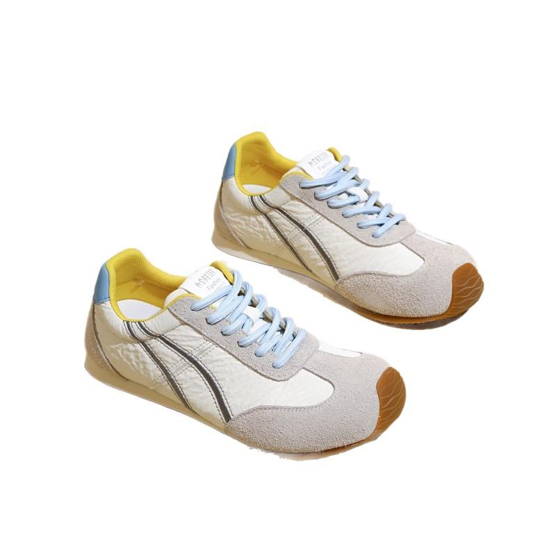 Spring trend flat bottom versatile sports leisure color matching board shoes leather soft sole