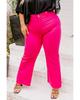 Azura Exchange Rose Plus Size Solid Color Raw Hem Wide Leg High Waist Pants