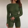 Ladie Long Sleeve Yoga Jumpsuit Sexy Female Tight Solid Color Jumpsuit