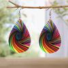 Creative Colorful Vortex PU Leather Earrings for Women Cool Earrings Double-sided Printed Drop Earrings Fashion Versatile Earring Accessories