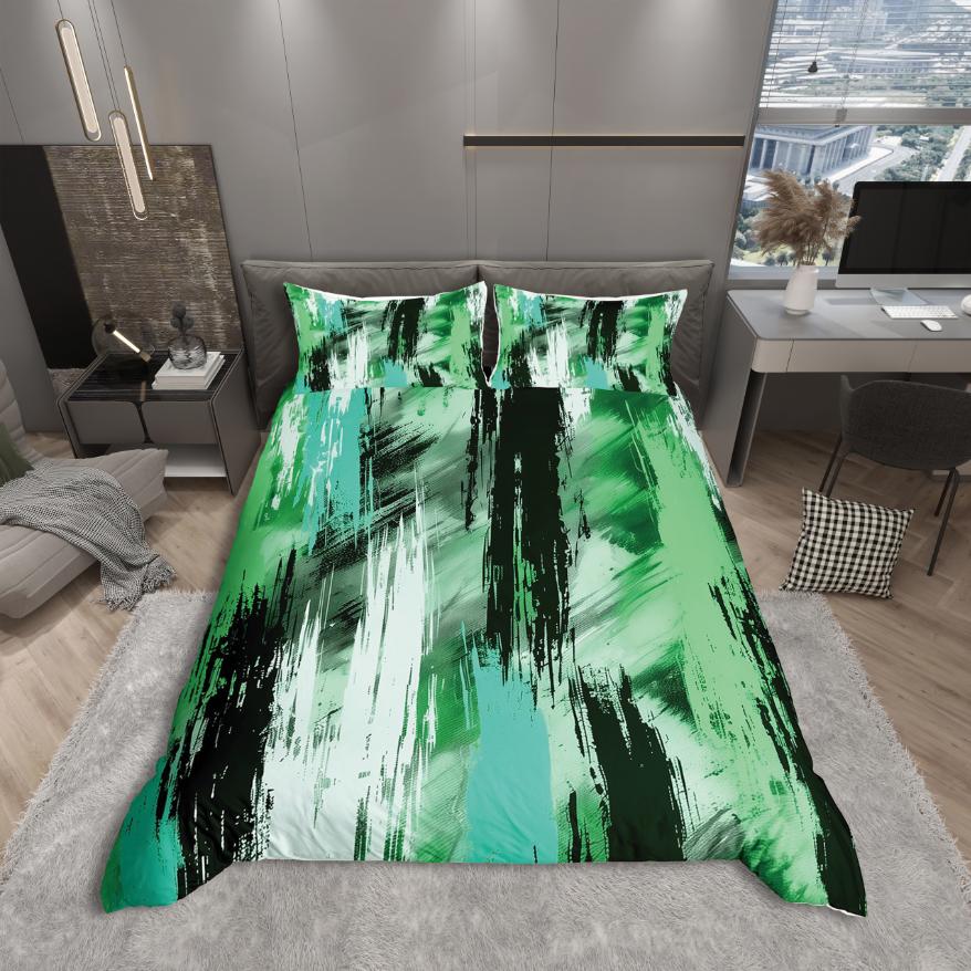 Comforter Homewish Modern Abstract Art Pink Orange Stripes Geometric Bedding Set Oil Printing Reversible Decor