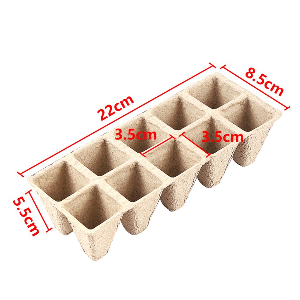 5Pcs 10 Cell Seed Starter Tray Biodegradable Pulp Seedling Cup Garden Nursery Pots Plant Seedling Germination Cultivation Tool