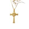 Stylish Zircon Cross Pendant Necklace: Unisex Clavicle Chain with Modern Design for a High-End Look