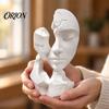 Broken Face Figure 3D Printed Abstract Statue, PETG Decorative Entryway Display Sculpture for Home Office Desktop Showcase Contemporary Table Ornament