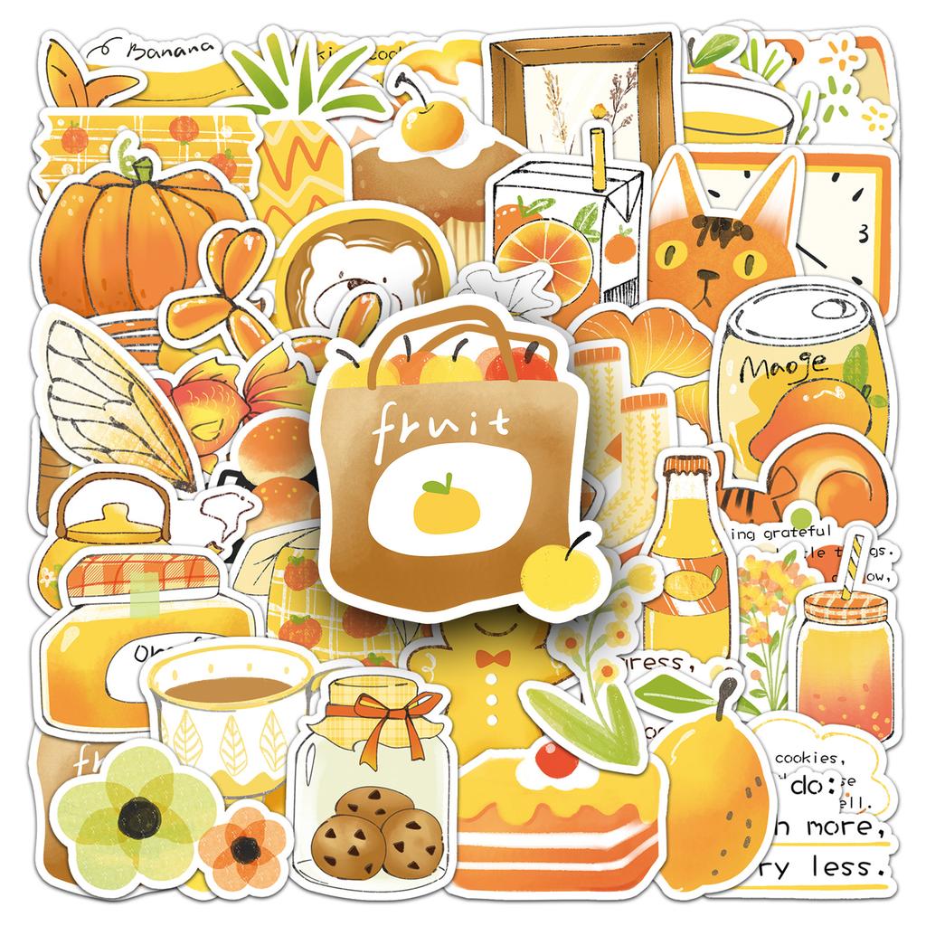 50 Graffiti-Sticker vom Salztyp Gelb Klein Frisch Handgemalt Dekorative Handyhülle Wasserbecher-Sticker