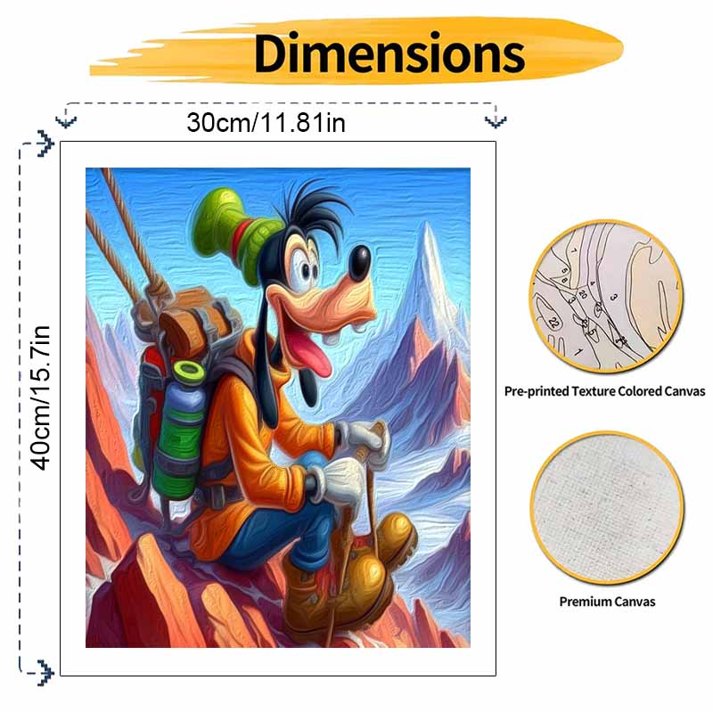 Disney Oil Paint Art Painting Kit Goofy Mountain Climbing Home Wall Decor
