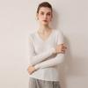 Women's Cross V-Neck Striped Wool Knit Pullover, Slim-Fit Base Layer for Autumn/Winter