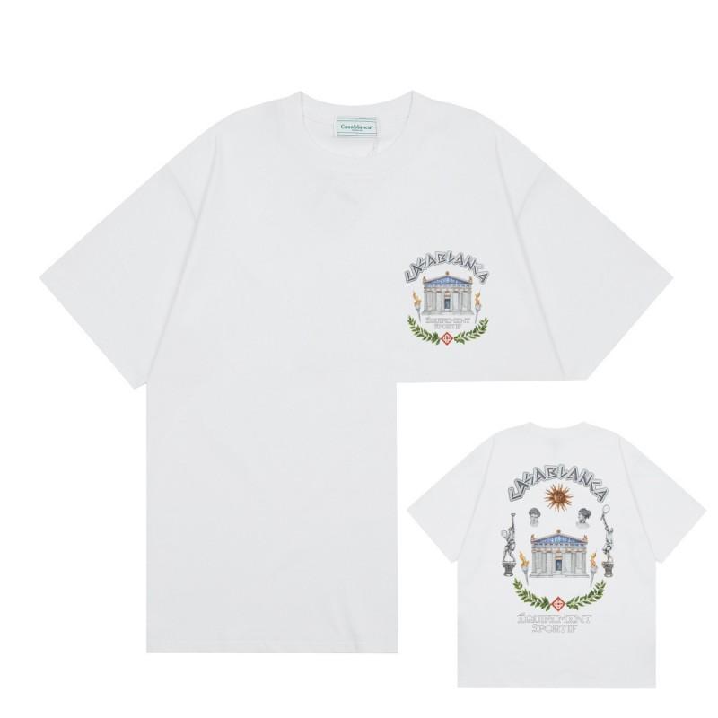 Men Women Streetwear Short Sleeve T-Shirt With Geometric Letter Print Loose Fit Cotton Tee Casual