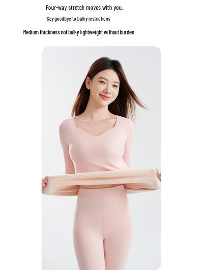 Women's 2025 Seamless Fleece-Lined Antibacterial Turtleneck & Pants Set - Warm Winter Long Johns