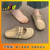 Lazy half slippers retro fashion versatile Boken slippers women's outer wear 2025 spring and autumn new flat bottom one pedal