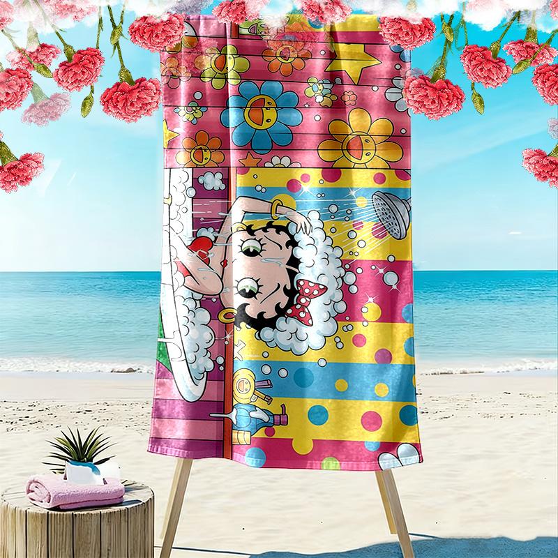 Betty Boop Print Beach Towel, Large Soft Quick Dry Towel for Beach Camping Swimming