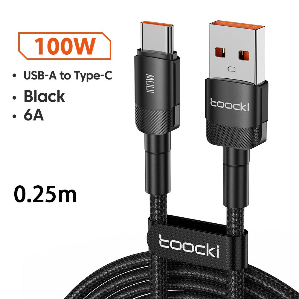 Toocki 6A USB To Type C Cable for Huawei Xiaomi PD 100W Fast Charging Charger USB C Data Cord Quick Charge for Samsung Oneplus 5