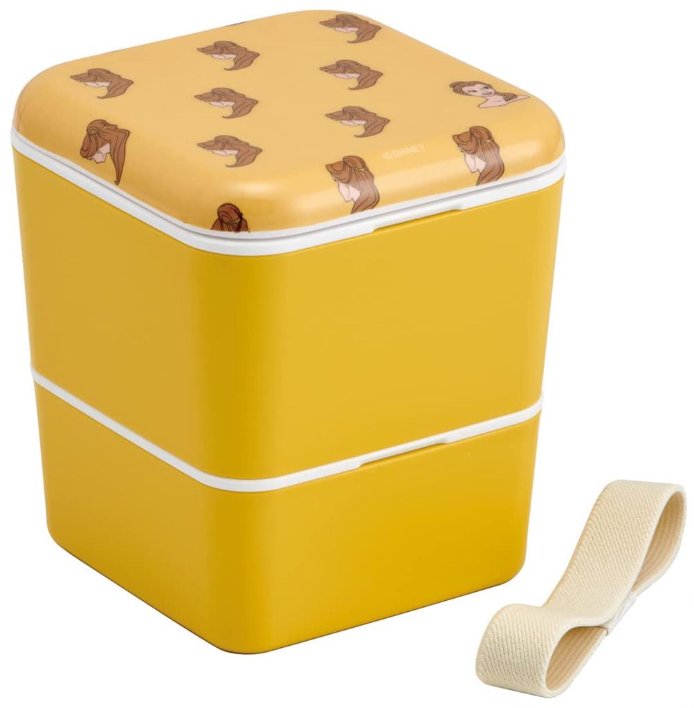Skater Simple Lunch Disney Square Belle Made in Japan Box, 600ml, Two-Tier, Design, (SLBWS6M-A)