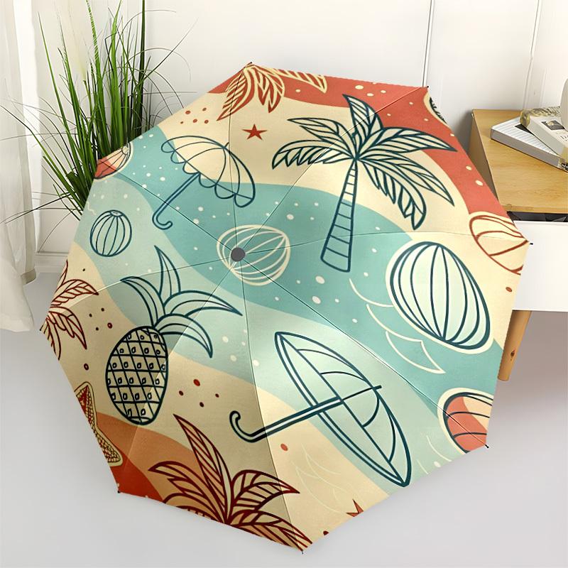 

1pc Beach Summer Automatic Opening/Closing Folding Umbrella with 8 Ribs,Windproof Portable Sunshade Umbrella Holiday gift yy260401069