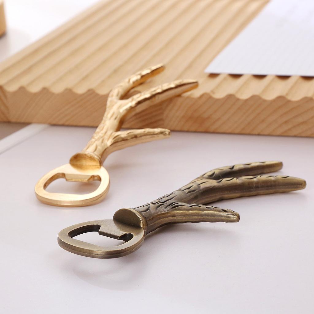 Creative European-style home Christmas antler beer opener with metal