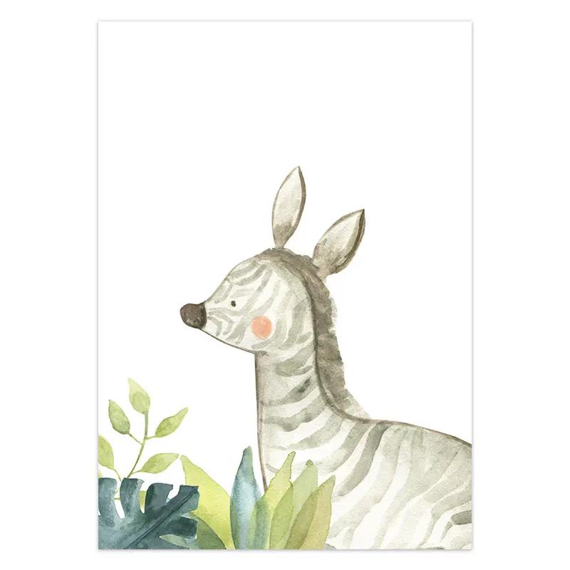 Cute Animal Decorative Painting Zebra Elephant Fox Picture for Children's Room Wall Art Decoration Poster for Kid Nursery Art