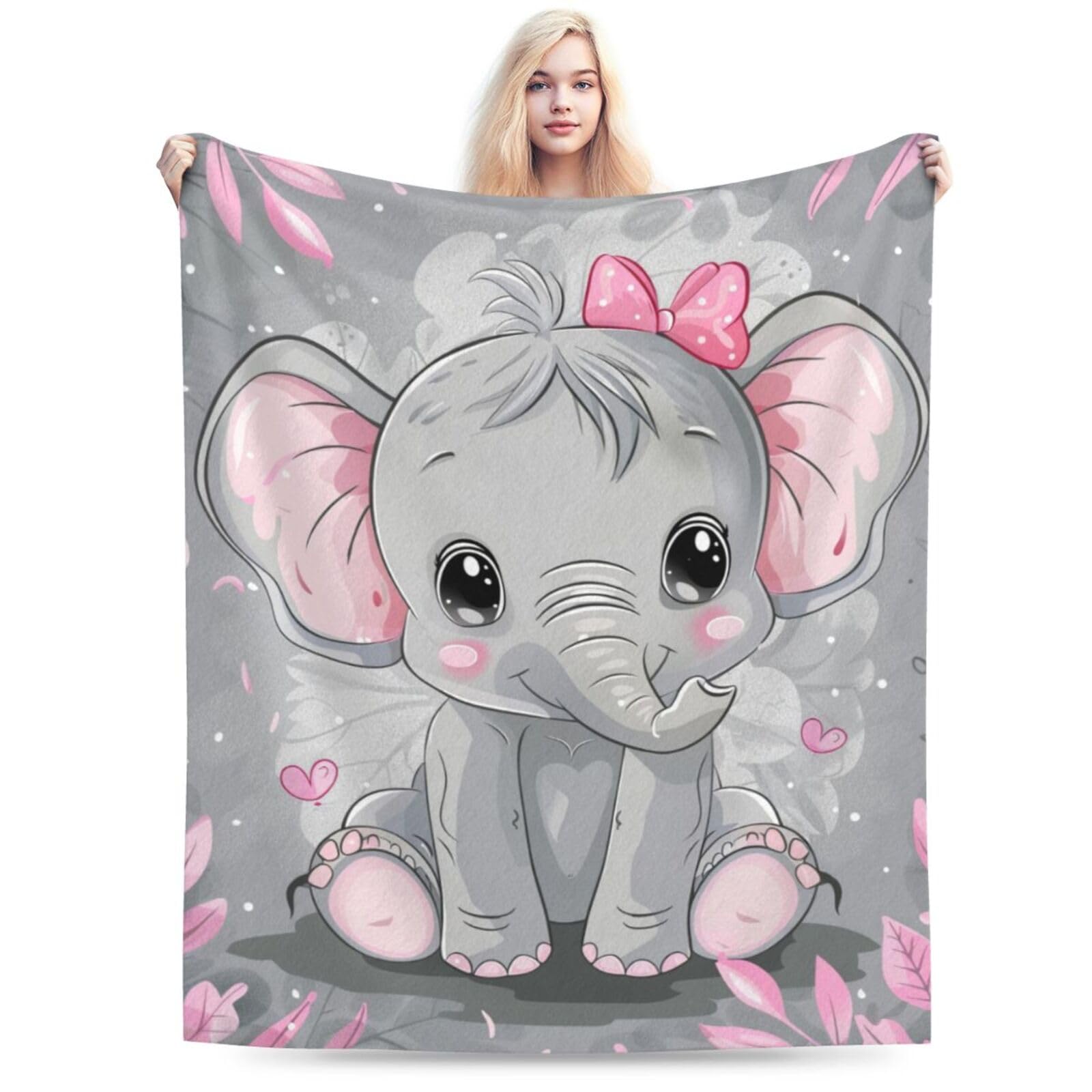 

Elephant Blanket Gifts for Women Girls Super Soft Cozy Elephant Throw Blanket Warm Fuzzy Plush Fleece Bedding Decor Blanket 75x90cm