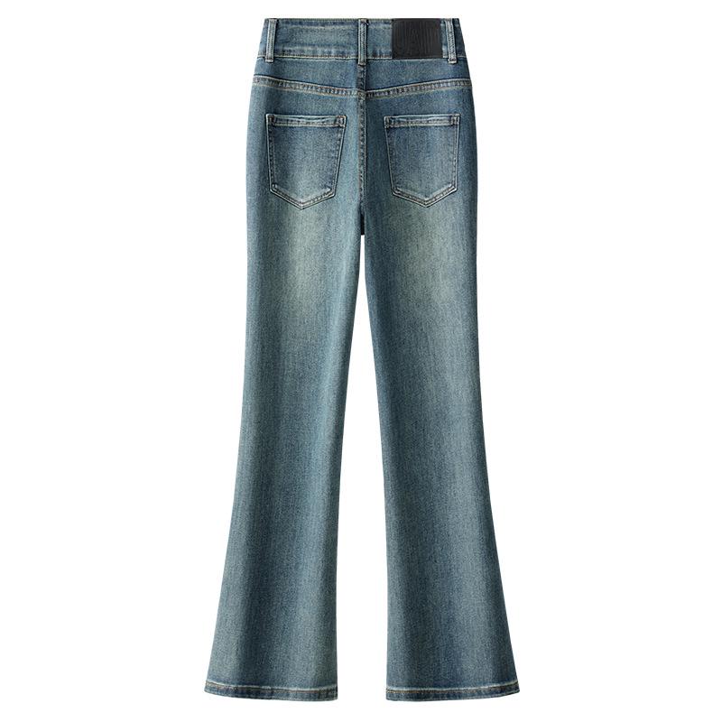 Nostalgic Blue Slim Fit High-Waisted Flare Jeans - Women's 2024 Spring/Autumn Pear-Shaped Slimming Pants