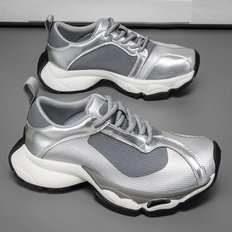 Men Luxury Thick Soled Sneakers Comfort Soft Height Increasing Run Shoes Classic Retro Low-Priced Couple Anti Slip Walking Shoes