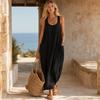 Yousheng Summer Maxi Dresses for Women, Square Neck Sleeveless Casual Loose Long Dress, Beach Vacation Sundress with Pockets