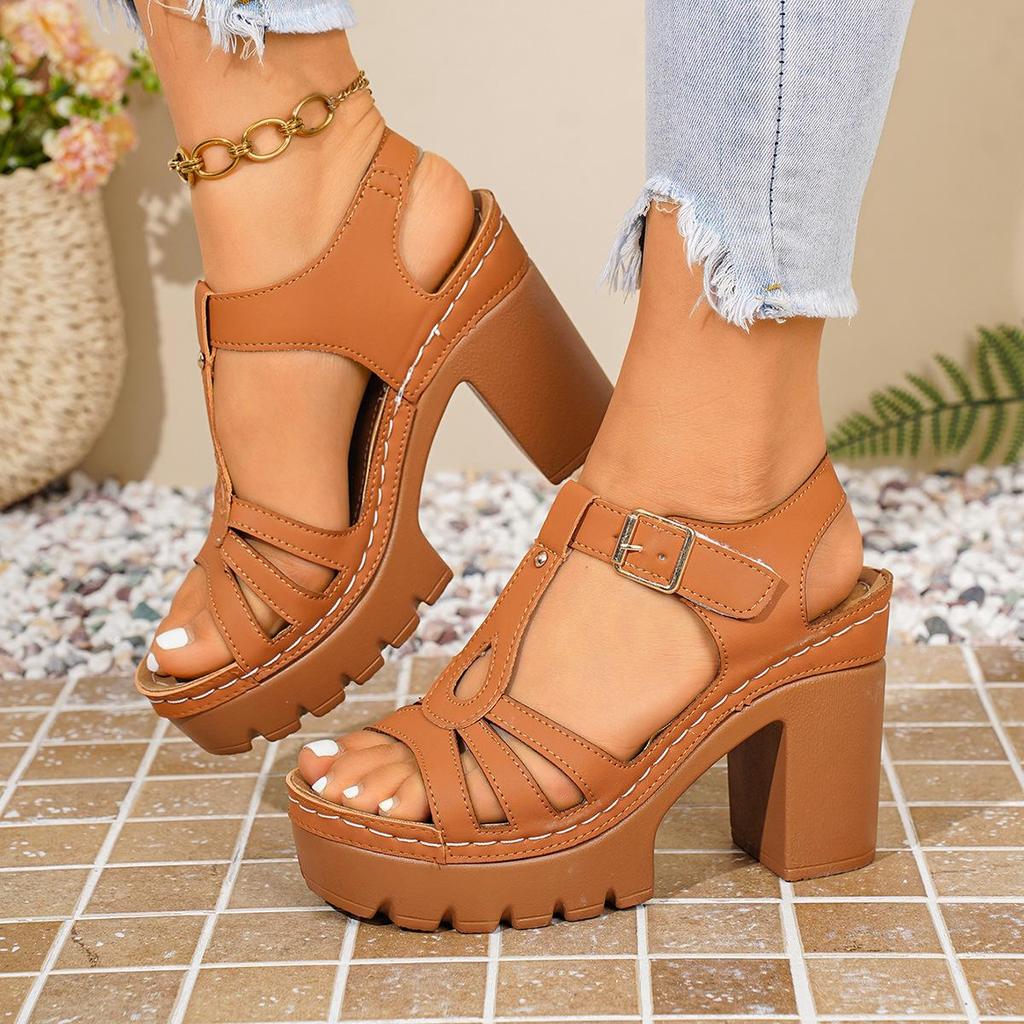 European & American Style Chunky Heel Roman Sandals, Plus Size, Open Toe Summer Collection