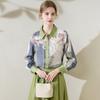 TUHUANG Women's 19 Momme Silk Ink Wash Print Shirt
