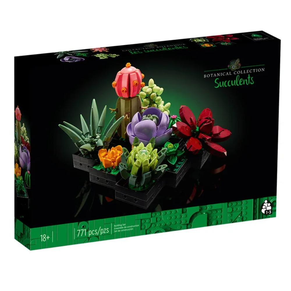 

771PCS Succulents Plant Decor Bonsai Building Block Set Gifts Kids Adults Girls Compatible 10309 Flower Bricks Toys for Children with box