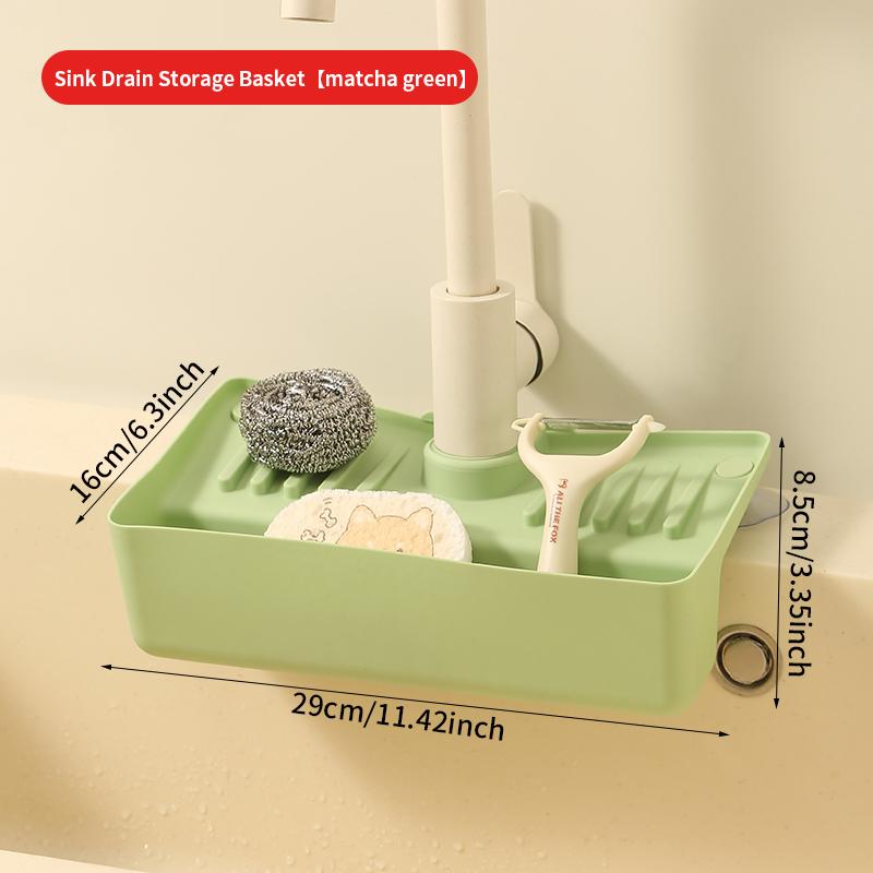 

Splash Proof Faucet Drain Storage Rack with Anti Slip Pad Kitchen Sponge Cloth Organizer for Countertop Suitable for Bathrooms
