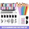 12 Farben Wasserbasierte Körperfarbe Strich Regenbogen Split Cakes Gesichtsmalerei Set mit 18 Pinseln Finger Schwamm und Schablone