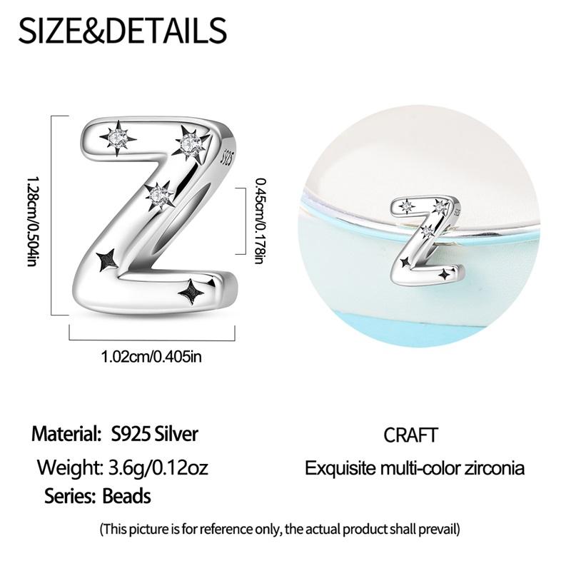 Copper Letter A-Z Alphabet Starlight Beads Diy Name Charms Fit Bracelets Necklace For Women Diy Pendant Making Jewelry