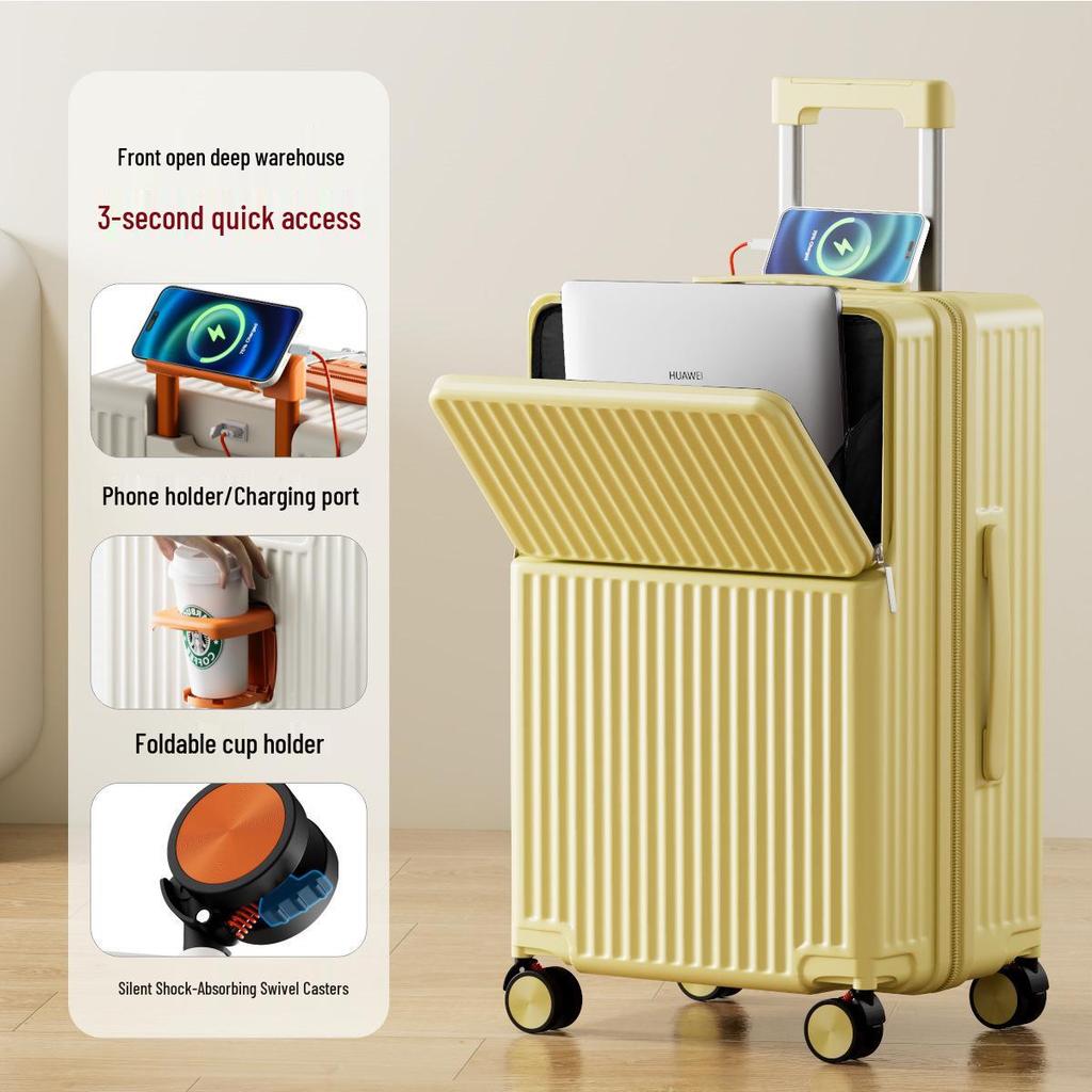28-Zoll Handgepäck-Koffer für Damen mit Frontöffnung, Großes Fassungsvermögen, Langlebiger Trolley-Koffer mit Universalrädern