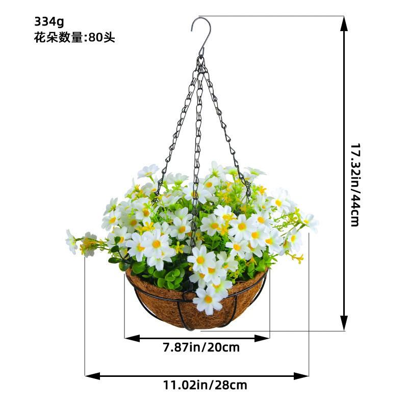 Artificial Flower Hanging Basket With Bow Decor Woven Fabric Floral Wall Home Interior Modern Dcor