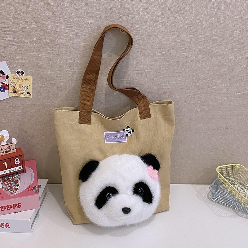 Panda Bag Plush With Zipper Closure For Daily Use And Cute Cartoon Style