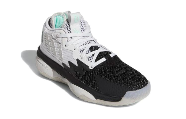 Adidas D Lillard 8 Slip Resistant Cushioning Abrasion Resistant Mid top Performance Basketball Shoes White Black GY2907