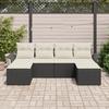 Ensemble de 6 pièces de canapés de jardin avec coussins Noir Poly Rotin, Canapé de jardin 2 places avec rangement 3354136