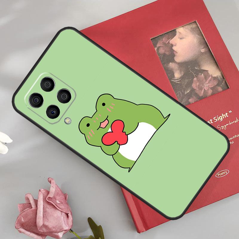 Mint Green Funny Frog Case For Samsung Galaxy M33 M15 M55 M13 M23 M53 M31 M51 M14 M34 M54 M20 M30s M32 M52 Cover