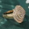 Fashion Classic Paved Synthetic Zirconia Geometry Ring for Women Elegant Golden Plated Banquet Wedding Jewelry Accessories Gifts