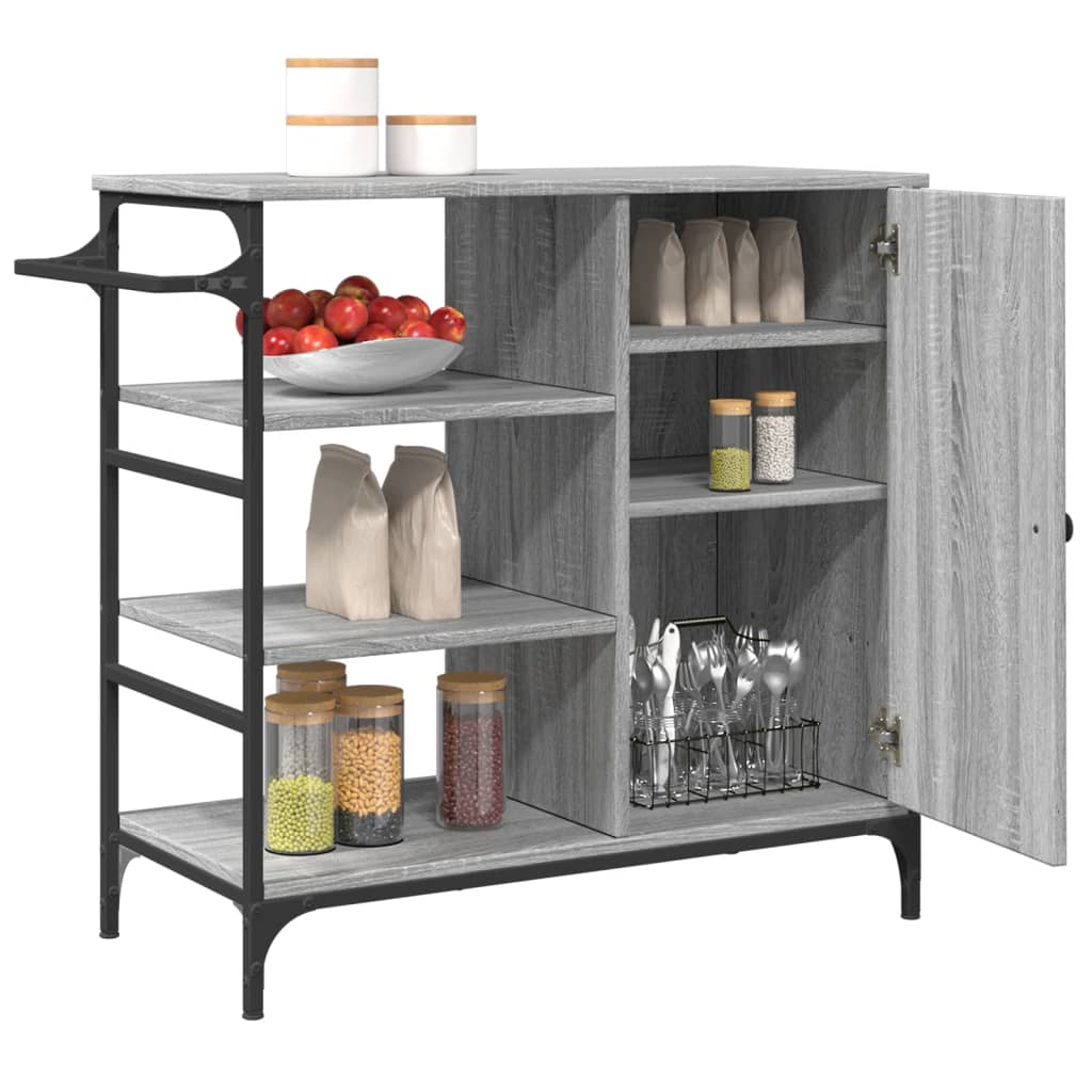 Kitchen Trolley Grey Sonoma 87.5 x 38.5 x 84.5 cm Particleboard