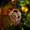 Owl Raccoon Christmas Ornament 2D Printed Acrylic Hanging Decor for Tree Festive Animal Tree Pendant