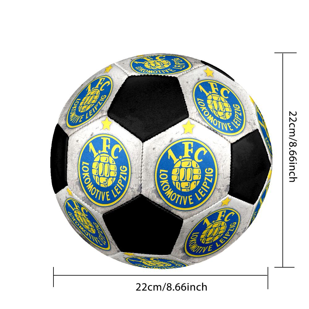 Pallone da Calcio Indoor Lokomotive Leipzig Colorato Cucito a Macchina PVC Misura 5 Allenamento di Squadra Pronto per la Competizione Durevole Rimbalzo Elevato Fantastico Regalo Sportivo