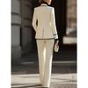 European American Women's Double-Breasted Long-Sleeve Suit with Casual Pants Set