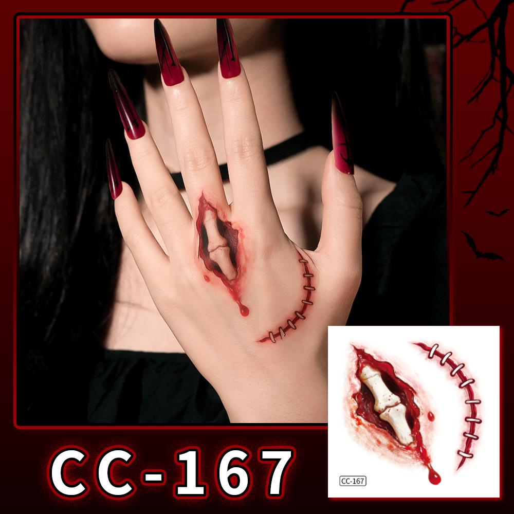 Nuovi Tatuaggi Impermeabili di Halloween Horror Cicatrice Faccia - Adesivi Trucco Opachi per Feste Festival