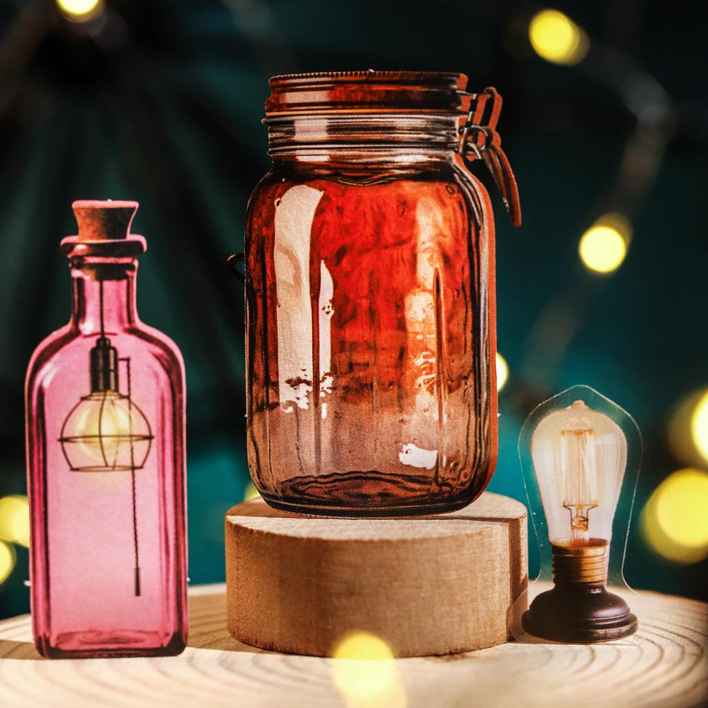 The Starlight In The Bottle Series Vintage Light Bottle Landscape Sticker Creative DIY Journal Material Collage Stationery