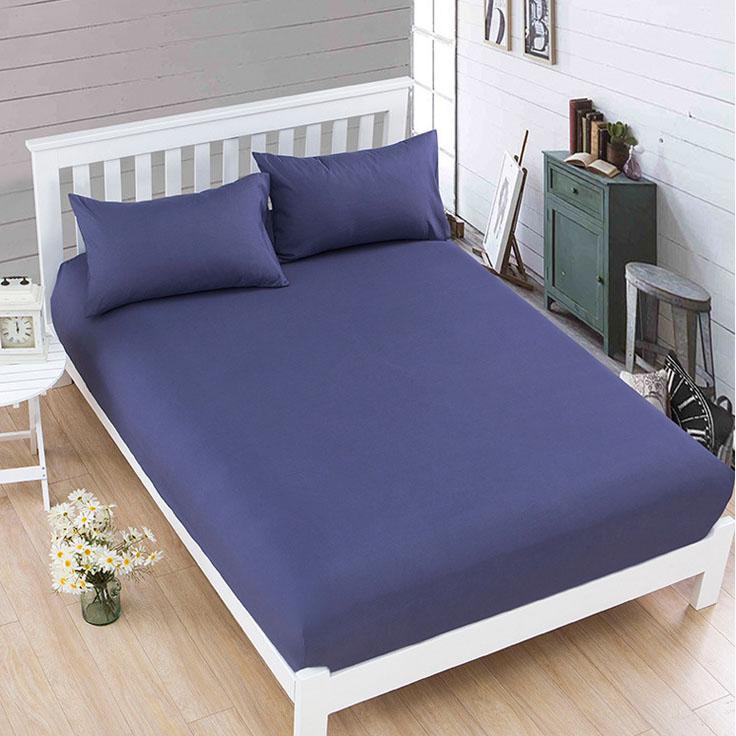 Minimalist Super Soft Brushed Cotton Fitted Sheet, Non-Slip Breathable Wrinkle-Resistant Mattress Protector Cover, Solid Color Bedding
