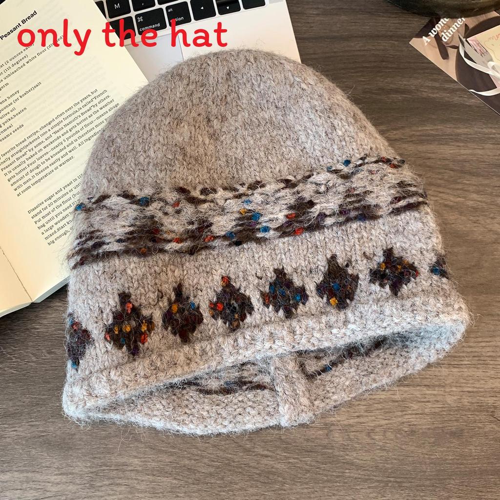 Vintage Knit Beret Wool Blend Warm Hat For Autumn Winter Women