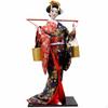 Figurina Geisha Giapponese Base in Legno Bambola Abiti in Tessuto Statua Tradizionale