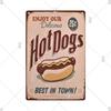 Panneau en étain pour hamburgers, frites, HotDogs, FastFood, Plaque métallique rétro Vintage, affiche en métal, Pizza BBQ pour décoration murale de cuisine