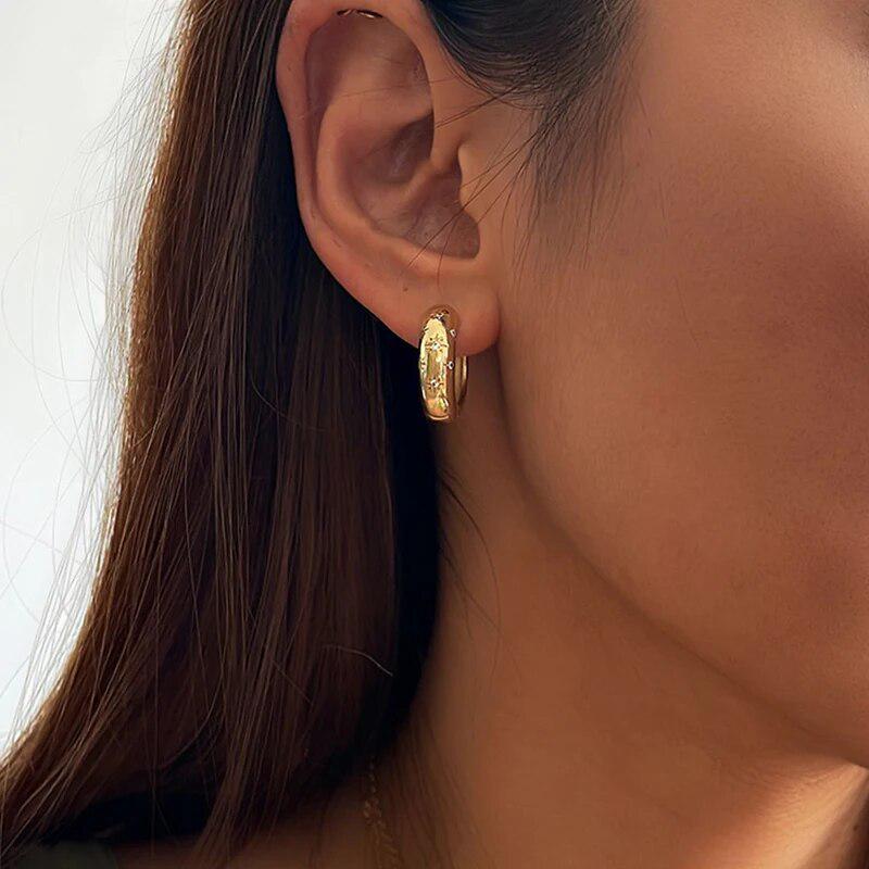 18K Gold Zircon Star Ear Cuffs - Stylish Women's Earrings